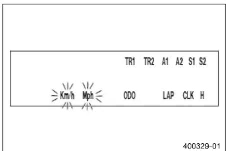 TR1 TR2 A1 A2 S1 S2 Km/h Mph ODO LAP CLK H 400329-01