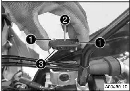 Diagram showing mechanical assembly steps with numbered components and a label A00490-10