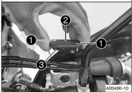 Diagram showing mechanical assembly with numbered components and labeled parts A00490-10
