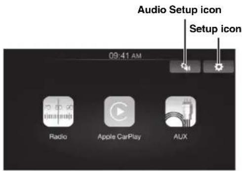 Audio Setup icon Setup icon 09:41 AM Radio Apple CarPlay AUX