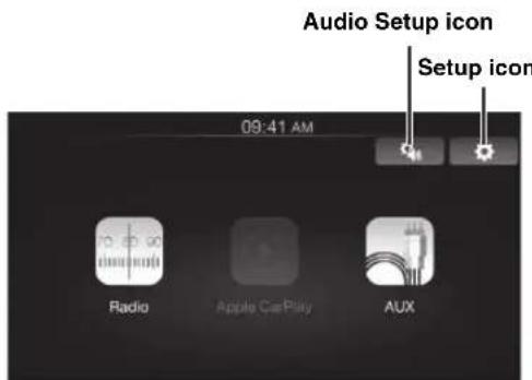 Audio Setup icon Setup icon 09:41 AM Radio Apple CarPlay AUX