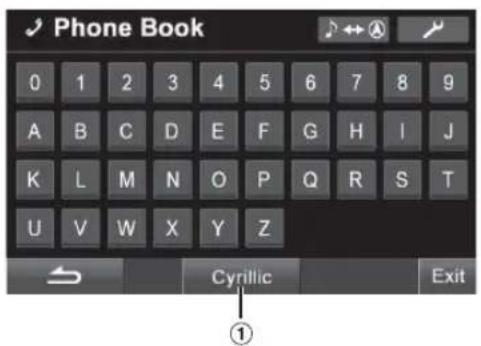 Phone Book 0 1 2 3 4 5 6 7 8 9 A B C D E F G H I J K L M N O P Q R S T U V W X Y Z Cyrillic Exit ①