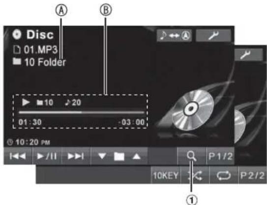 Disc 01.MP3 10 Folder 10 20 01:30 -03:00 10:20 PM P 1/2 10KEY P 2/2