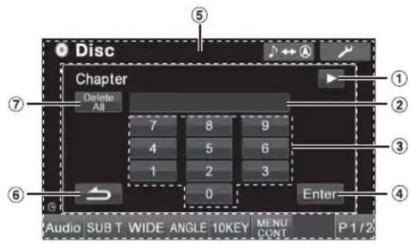 Disc Chapter Delete All 7 8 9 4 5 6 1 2 3 0 Enter Audio SUB T. WIDE ANGLE 10KEY MENU CONT P 1/2