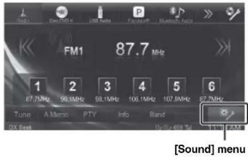 FM1 87.7 MHz 1 2 3 4 5 6 Tune A Memo PTY Info Band DX Seek Qtr/6x88 Tel 1000000000 [Sound] menu