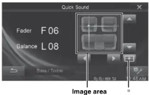 Quick Sound Fader F06 Balance L08 Bass / Treble Image area *