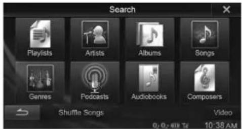 Search Playlists Artists Albums Songs Genres Podcasts Audiobooks Composers Shuffle Songs Video 0.0 10:38 AM