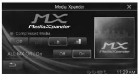 Media Xpander MX MediaXpander Compressed Media Off ALL MX OFF/ On Off On MX MediaXpander 11:29 AM
