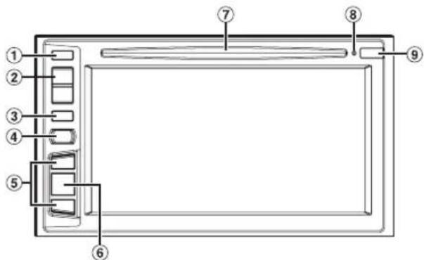 Technical diagram of a rectangular device with numbered components, likely a display or control panel.