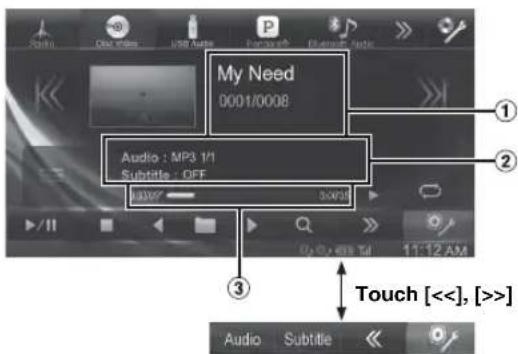 My Need 0001/0008 Audio : MP3 1/1 Subtitle : OFF 0007 Touch [<<], [>>] Audio Subtitle