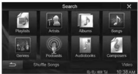 Search Playlists Artists Albums Songs Genres Podcasts Audiobooks Composers Shuffle Songs Video 0:00 am 10:38 AM