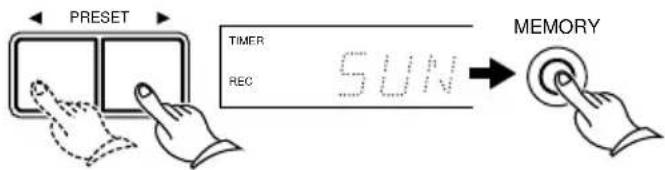 PRESET TIMER REC SUN MEMORY