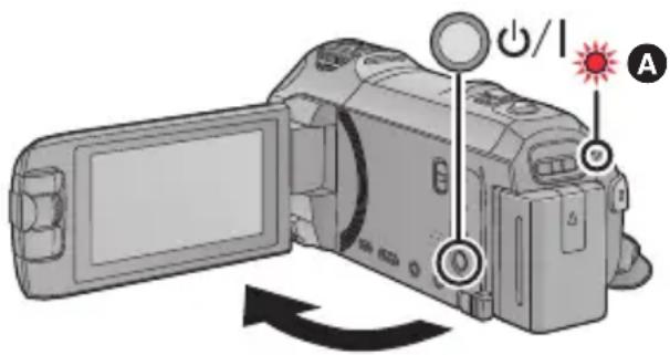 PANASONIC HC-V750M - Sådan tændes og slukkes for enheden med strømknappen - 1