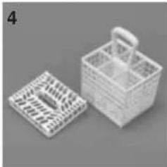 Two white plastic baskets, one rectangular and one square, displayed against a neutral background (no text or symbols visible)
