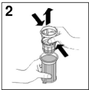 Illustration of hands assembling a mechanical component with arrows indicating motion (no text or symbols).