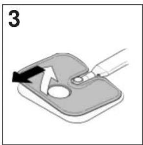 Illustration of a medical or laboratory procedure showing a tool interacting with a device (no text or symbols visible)