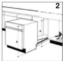 Architectural diagram showing a cabinet and wall-mounted unit with dimension lines (no text or symbols).
