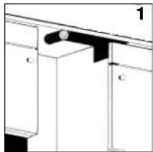 Pure mechanical assembly diagram showing a lever and cabin (no text or symbols)