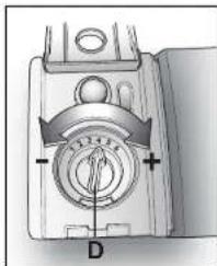 Mechanical component diagram showing a dial and housing with no visible text or symbols