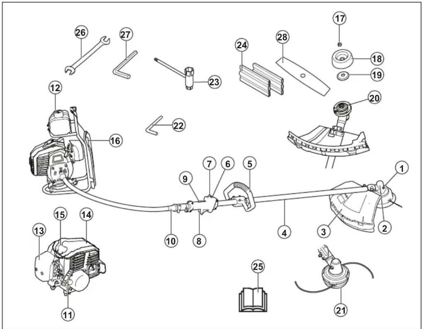 Exploded view diagram of a mechanical assembly with numbered parts for identification