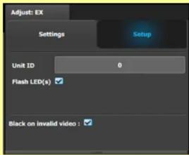 Adjust: EX Settings Setup Unit ID 0 Flash LED(s) Black on invalid video :