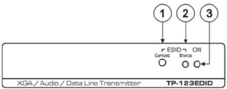 1 2 3 EDID ON CAPTURE STATUS XGA / Audio / Data Line Transmitter TP-123EDID