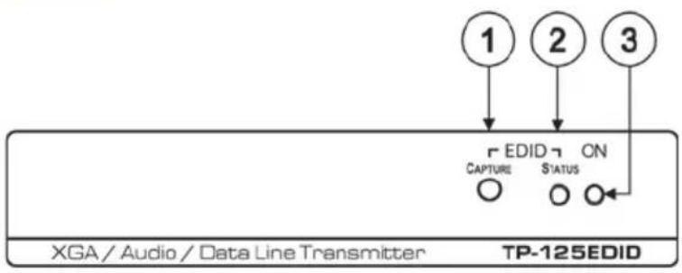 1 2 3 r EDID ↑ ON CAPTURE STATUS XGA / Audio / Data Line Transmitter TP-125EDID