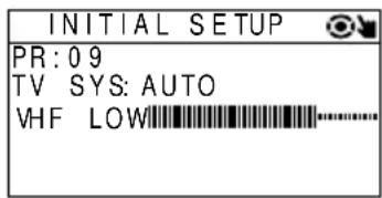 INITIAL SETUP PR: 09 TV SYS: AUTO VHF LOW