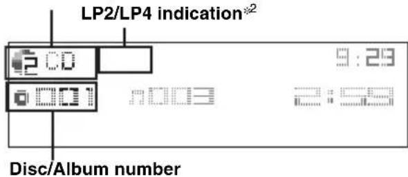 LP2/LP4 indication² 2 CD 0 001 9:29 1008 2:59 Disc/Album number