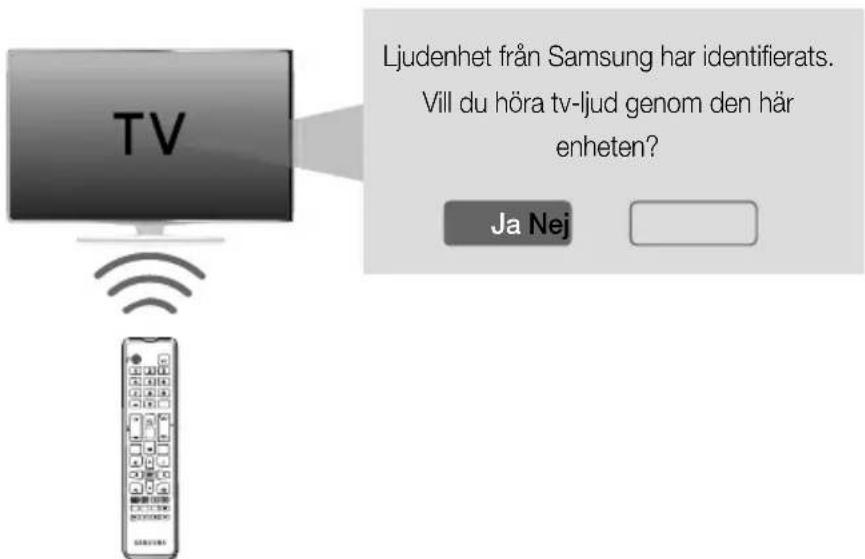 Ljudenhet från Samsung har identifierats. Vill du höra tv-ljud genom den här enheten? Ja Nej