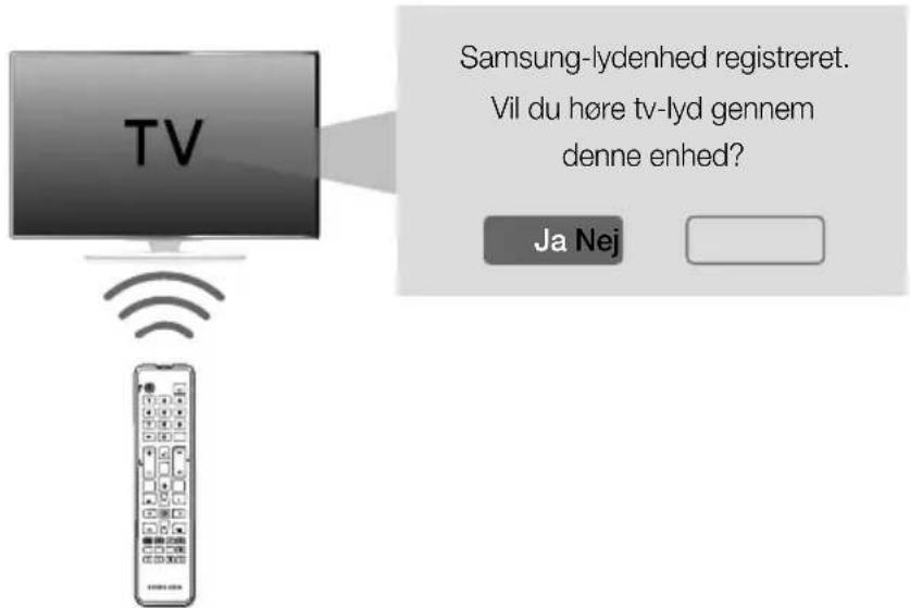 TV Samsung-lydenhed registreret. Vil du høre tv-lyd gennem denne enhed? Ja Nej