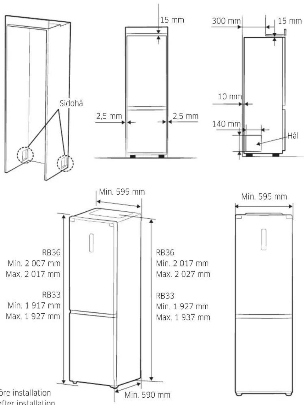SAMSUNG RB41R7867WW - Köksinstallation (modellerna RB33/36\*) - 1
