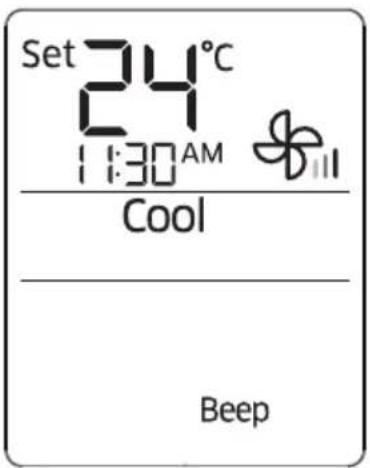 Set 24°C 1:30 AM Cool Beep