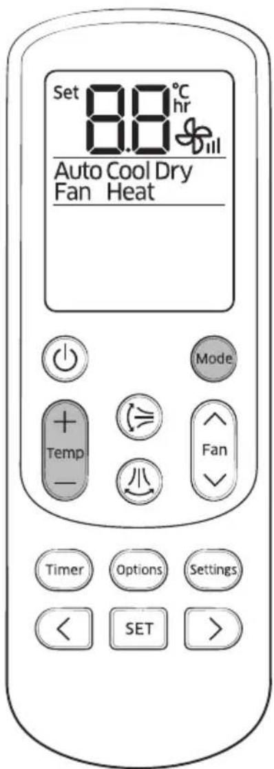 SAMSUNG AC035KNADEH - Betjening af fjernbetjening - 1