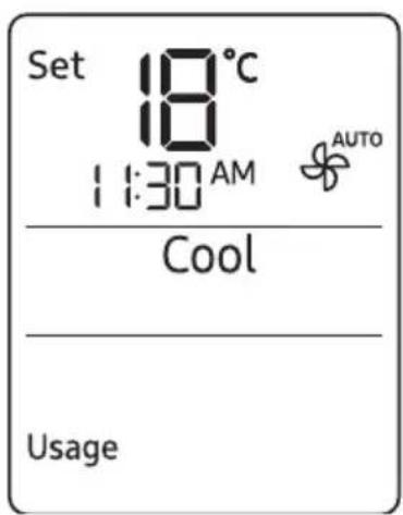 Set 18°C 11:30 AM AUTO Cool Usage