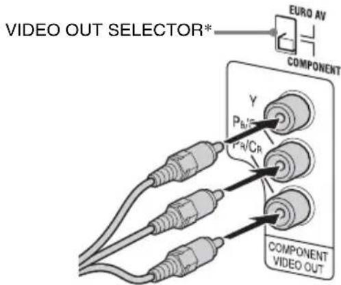 VIDEO OUT SELECTOR* EURO AV COMPONENT Y P_B/E P_R/C_R COMPONENT VIDEO OUT