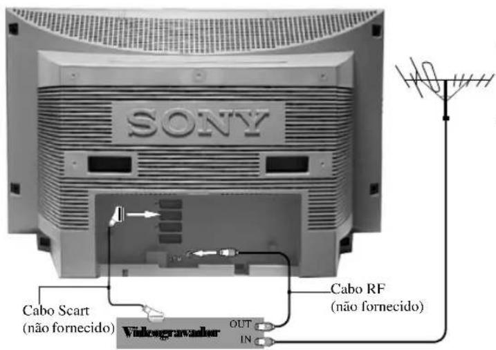 SONY Cabo Scart (não fornecido) Vidcogravader OUT IN Cabo RF (não fornecido)