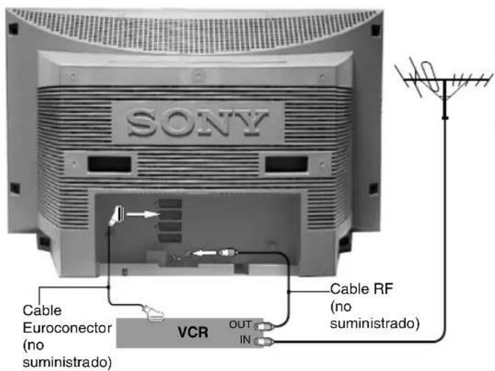 SONY Cable Euroconector (no suministrado) VCR OUT IN Cable RF (no suministrado)