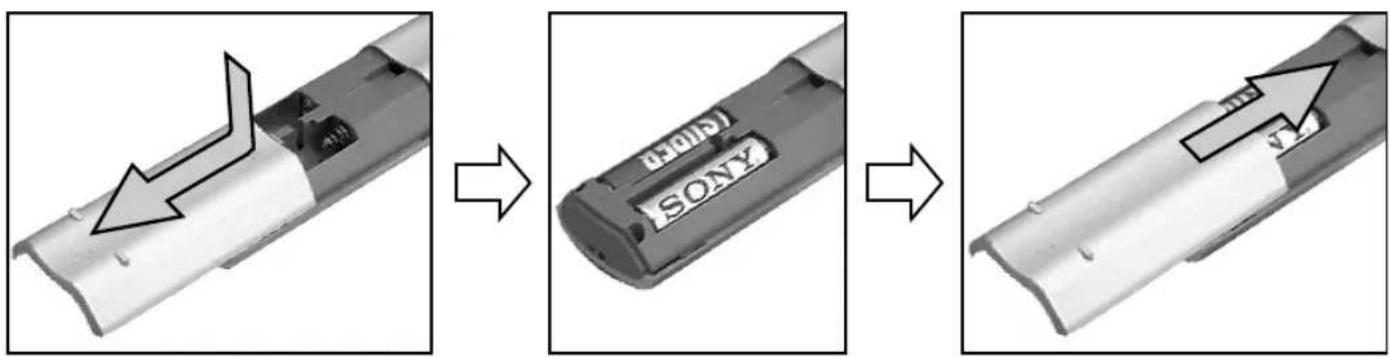 SONY KV-36FS76E - Isætning af batterier i fjernbetjeningen - 1