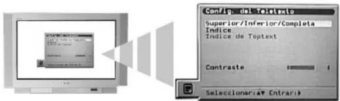 Config. del Toptexto Superior/Inferior/Complota Indice Indice de Toptext Contraste Seleccionar: ▼ Entrari