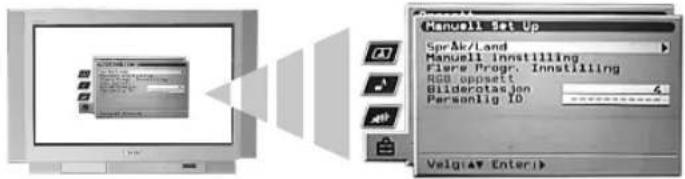Manusii Set Up SprAk/Land Manusii Instilling Flare Progr. Instilling RGB offset Binderotasjon Personlig ID Velgrav Enter>