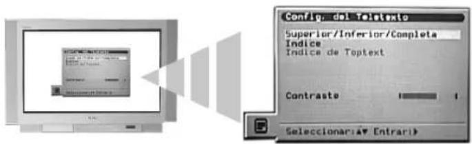 Config. del Toletexto Superior/Inferior/Complata Indice Indice de Toptext Contraste Seleccionar: ▼ Entrari>