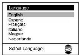 Language English Español Français Italiano Magyar Nederlands Select Language: OK