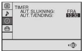 TIMER AUT. SLUKNING: FRA AUT. TAENDING: 10:30