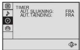 TIMER AUT. SLUKNING: FRA AUT. TÄNDING: FRA