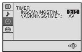 TIMER INSOMNINGSTIM: 0:15 VACKNINGSTIMER: AV