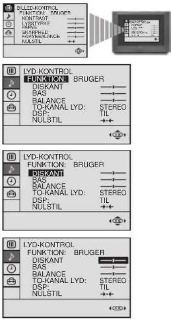BILLED-KONTROL FUNKTION: BRUGER KONTRAST LYSTYRKE KARVE SKARPRED FAVERBALANCE NULSTIL LYD-KONTROL FUNKTION: BRUGER DISKANT BAS BALANCE TO-KANAL LYD: STEREO DSP: TIL NULSTIL LYD-KONTROL FUNKTION: BRUGER DISKANT BAS BALANCE TO-KANAL LYD: STEREO DSP: TIL NULSTIL LYD-KONTROL FUNKTION: BRUGER DISKANT BAS BALANCE TO-KANAL LYD: STEREO DSP: TIL NULSTIL