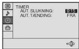 TIMER AUT. SLUKNING: AUT. TAENDING: FRA