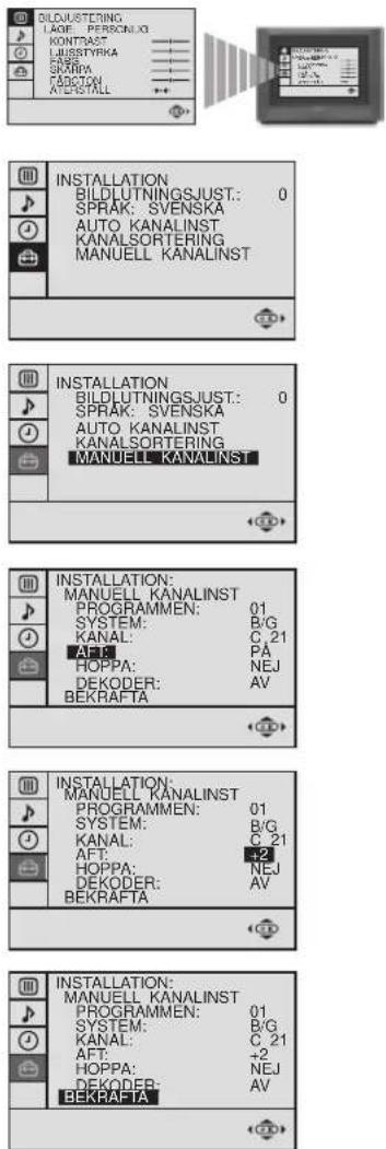 BILDLUTNING LAQF: PERSONLXG KONTRAST LAUSTYRKA SPRAK TADUCTAI ANDSTALL INSTALLATION BIDLUTNINGJUST.: 0 SPRAK: SVENSKA AUTO KANALINST KANALSORTERING MANUELL KANALINST INSTALLATION BIDLUTNINGJUST.: 0 SPRAK: SVENSKA AUTO KANALINST KANALSORTERING MANUELL KANALINST INSTALLATION: MANUELL KANALINST PROGRAMMEN: 01 SYSTEM: B/G KANAL: C 21 APT: PA HOPPA: NEJ DEKODER: AV BEKRAFTA INSTALLATION: MANUELL KANALINST PROGRAMMEN: 01 SYSTEM: B/G KANAL: C 21 APT: +2 HOPPA: NEJ DEKODER: AV BEKRAFTA INSTALLATION: MANUELL KANALINST PROGRAMMEN: 01 SYSTEM: B/G KANAL: C 21 APT: +2 HOPPA: NEJ DEKODER: AV BEKRAFTA