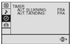 TIMER AUT. SLUKNING: FRA AUT. TÄNDING: FRA